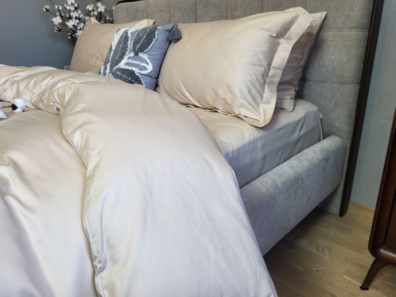 Комплект постельного белья однотонный BEIGE 0060, Сатин 100 Хлопок, ТМ Комфорт-текстиль - изображение 8