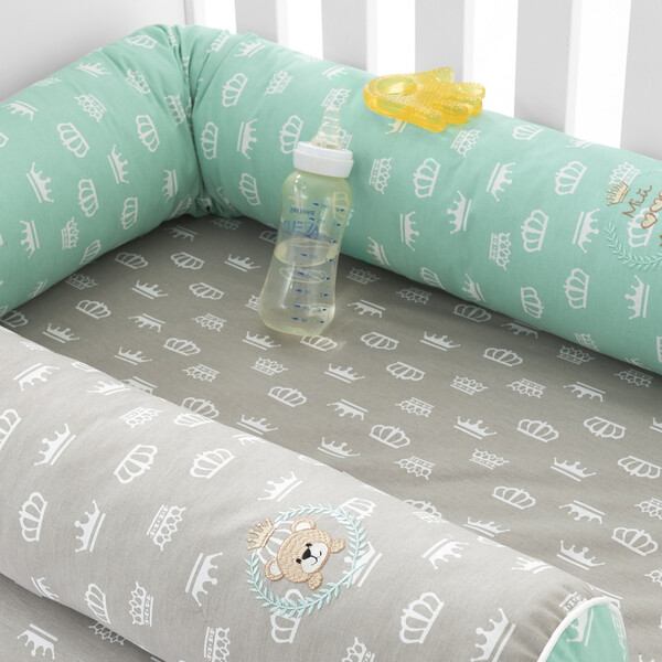 Бортик захисний мультифункціональний в ліжечко ТM PAPAELLA 60 x 15 см, 120 x 15 см корона мята/беж - зображення 1
