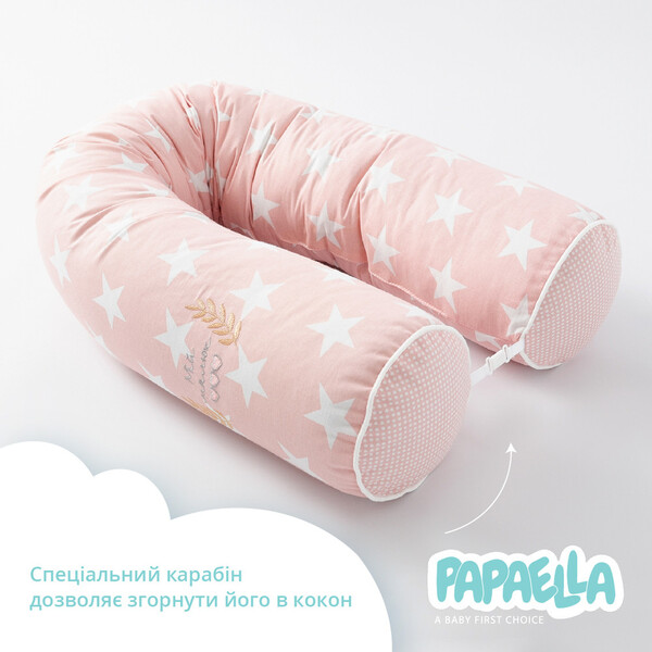 Бортик захисний мультифункціональний в ліжечко ТM PAPAELLA 60 x 15 см, 120 x 15 см зірка/горошок пудра - зображення 5