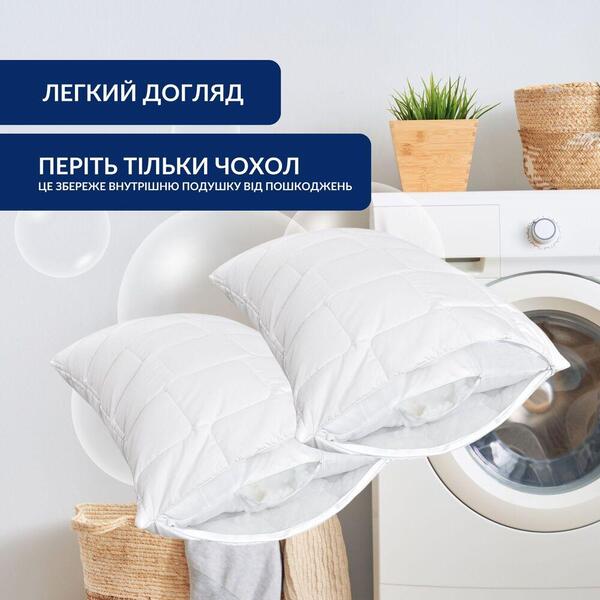 Чехол защитный на подушку микрофибра набор 2 шт 70 x 70 cм съемный с молнией стеганный белый ТМ IDEIA - изображение 7