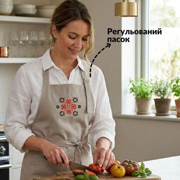 Фартух для кухні IDEIA з вишивкою та кишенею, з захистом від плям, бавовна, для жінок і чоловіків сірий - зображення 7