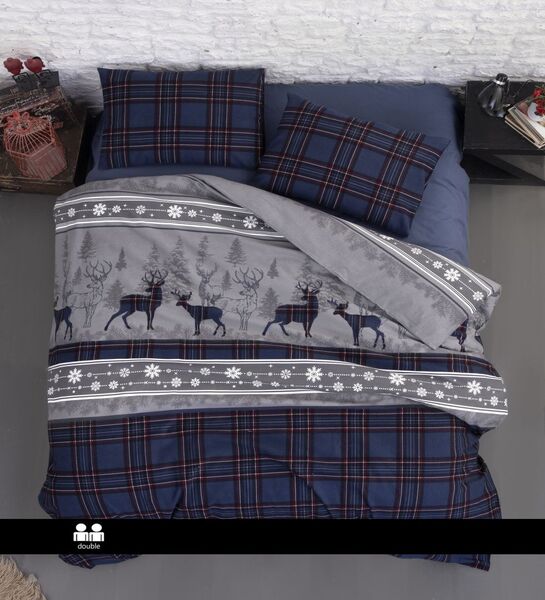 Комплект постільної білизни First Choice Flanel евро (Happiness Navy Blue) - зображення 2