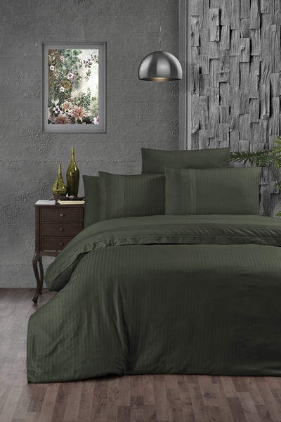 Комплект постільної білизни First Choice Ranforce DARK Deluxe евро (Gala Dark Green) - зображення 1