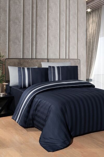 Комплект постельного белья First Choice сатин ДЕЛЮКС DARK евро (Artwel Navy Blue) - изображение 1