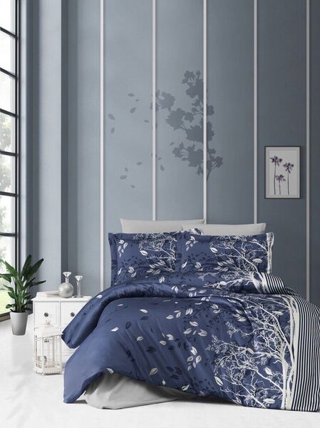 Комплект постельного белья First Choice сатин евро (Living Navy Blue) - изображение 1