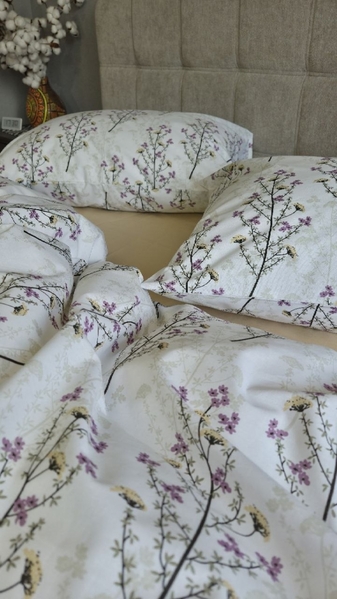Комплект постільної білизни Turkish Cotton Гілочка, бежевий - зображення 4