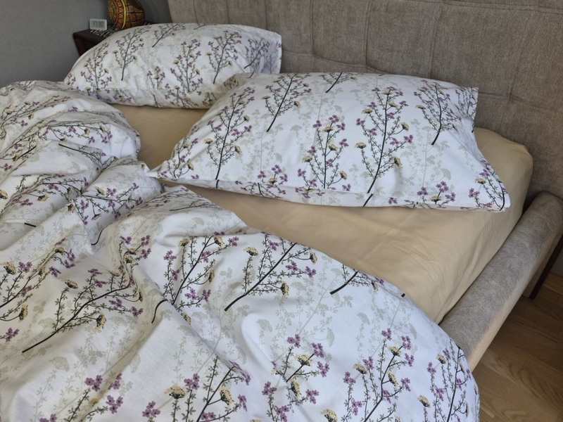 Комплект постільної білизни Turkish Cotton Гілочка, бежевий - зображення 7