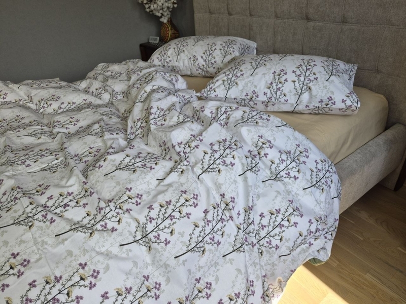 Комплект постільної білизни Turkish Cotton Гілочка, бежевий - зображення 9