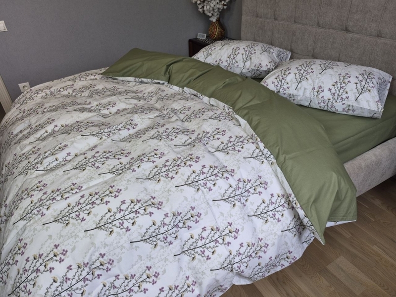 Комплект постільної білизни Turkish Cotton Гілочка, хакі - зображення 2