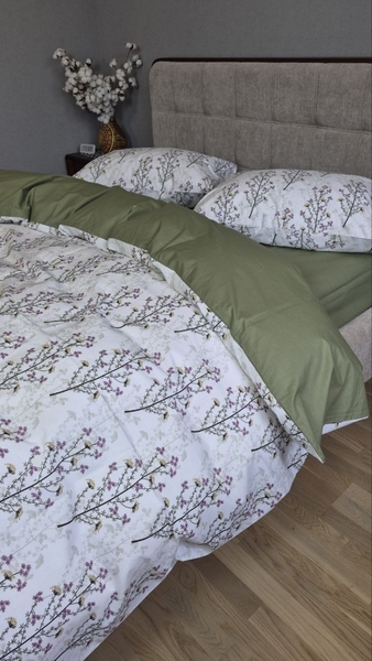 Комплект постільної білизни Turkish Cotton Гілочка, хакі - зображення 17