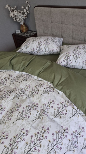 Комплект постільної білизни Turkish Cotton Гілочка, хакі - зображення 18
