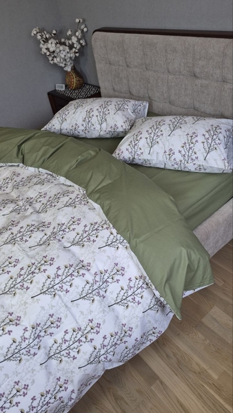 Комплект постільної білизни Turkish Cotton Гілочка, хакі - зображення 19