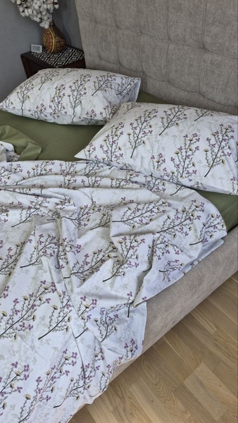 Комплект постільної білизни Turkish Cotton Гілочка, хакі - зображення 5
