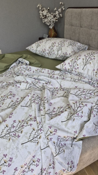 Комплект постільної білизни Turkish Cotton Гілочка, хакі - зображення 6