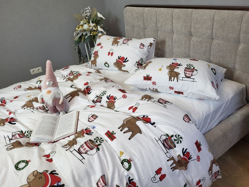 Комплект постільної білизни Гостинці/білий, Turkish flannel - зображення 4