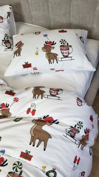 Комплект постільної білизни Гостинці/білий, Turkish flannel - зображення 6