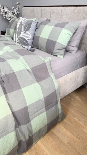 Комплект постільної білизни Варена бавовна Green KiltRock Gray, Washed Cotton - зображення 4