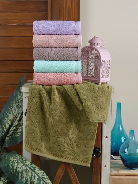 Полотенца махровые жаккардовые набор 6 шт. 50 x 90 см., Gulcan Cotton Lux Tropical Турция - изображение 1