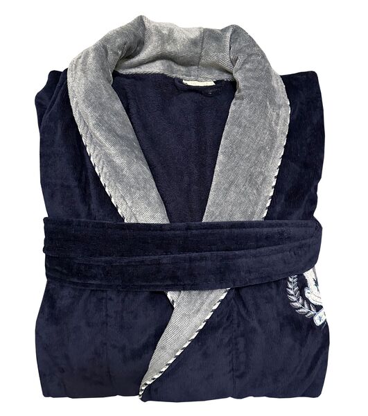 Халат чоловiчий велюр-махра розмір 3XL Dark-Blue ТМ Gursan  - зображення 2
