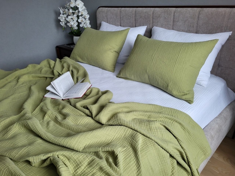 Комплект постельного белья Herbal  White из мягкого 4-слойного муслина, 100 хлопок, ТМ Комфорт-текстиль, - изображение 10