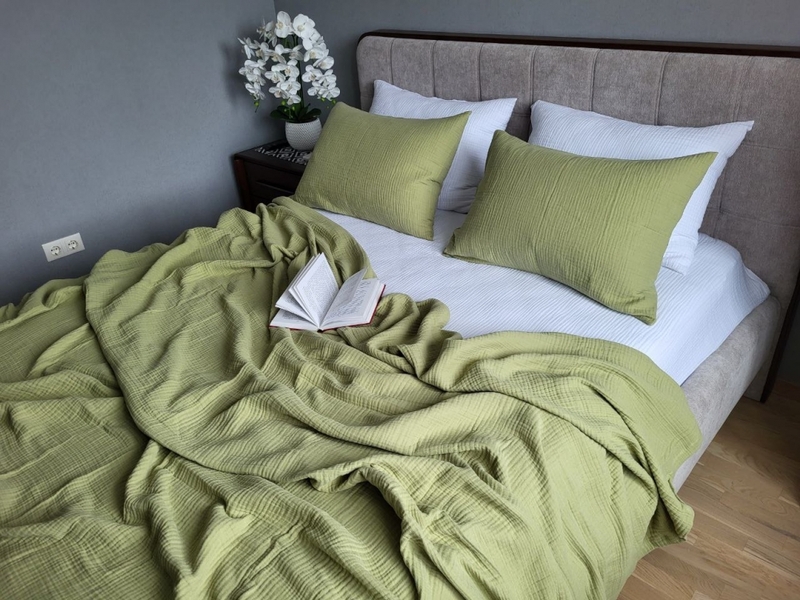 Комплект постельного белья Herbal  White из мягкого 4-слойного муслина, 100 хлопок, ТМ Комфорт-текстиль, - изображение 5