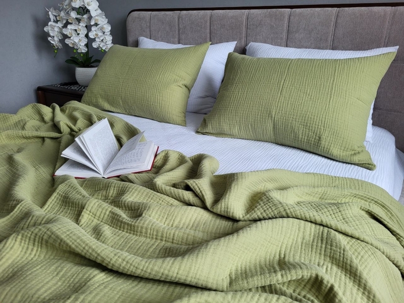 Комплект постельного белья Herbal  White из мягкого 4-слойного муслина, 100 хлопок, ТМ Комфорт-текстиль, - изображение 7