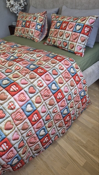 Комплект постільної білизни Кантрі Cotton 5D хакі із сердечками - зображення 14