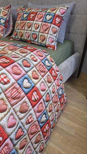 Комплект постільної білизни Кантрі Cotton 5D хакі із сердечками - зображення 15
