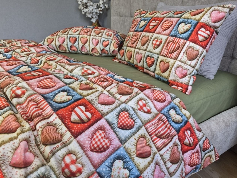 Комплект постільної білизни Кантрі Cotton 5D хакі із сердечками - зображення 18