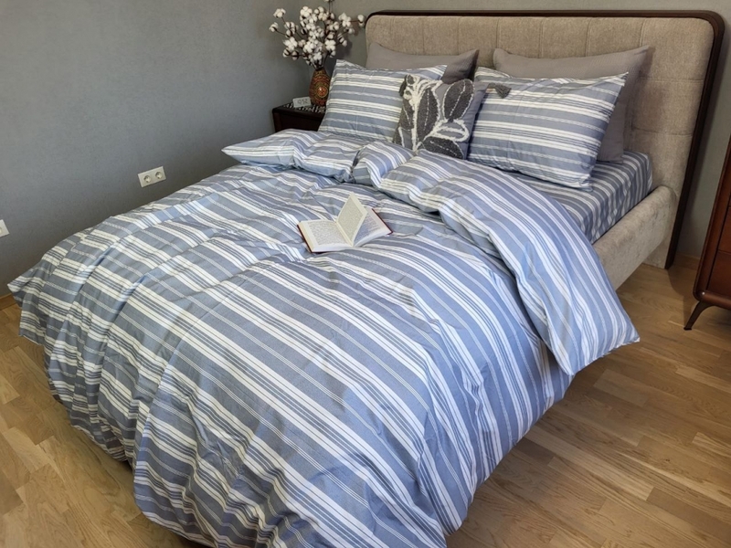 Комплект постельного белья Доминик голубой Turkish Cotton 100% Хлопок Комфорт-текстиль - изображение 5