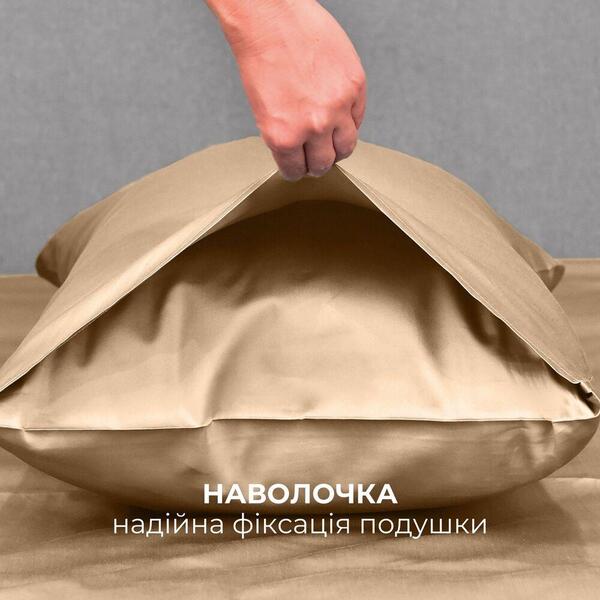 Комплект постільної білизни євро, Сатин, однотонний, бежевий, ТМ IDEIA - зображення 18