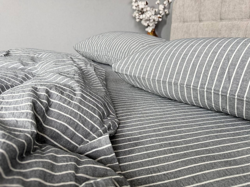 Комплект постільної білизни Favorite Washed Cotton (варена бавовна), в смужку сірий - зображення 17