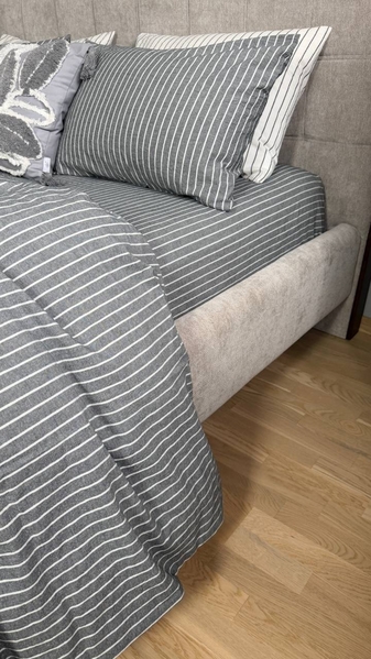 Комплект постільної білизни Favorite Washed Cotton (варена бавовна), в смужку сірий - зображення 22