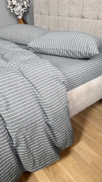 Комплект постільної білизни Favorite Washed Cotton (варена бавовна), в смужку сірий - зображення 23