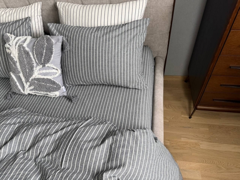Комплект постільної білизни Favorite Washed Cotton (варена бавовна), в смужку сірий - зображення 2