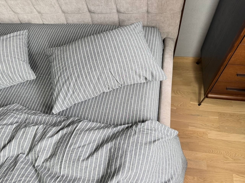 Комплект постільної білизни Favorite Washed Cotton (варена бавовна), в смужку сірий - зображення 6