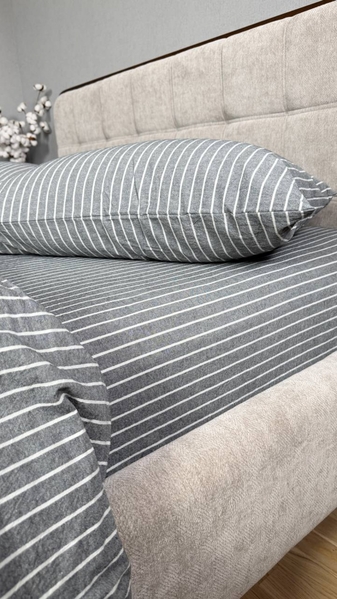 Комплект постільної білизни Favorite Washed Cotton (варена бавовна), в смужку сірий - зображення 9