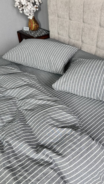 Комплект постільної білизни Favorite Washed Cotton (варена бавовна), в смужку сірий - зображення 10