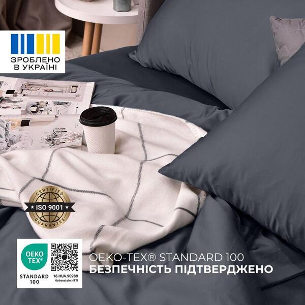 Комплект постільної білизни полуторний, підковдра 145 x 215 см, преміум сатин, сірий, ТМ IDEIA - зображення 9