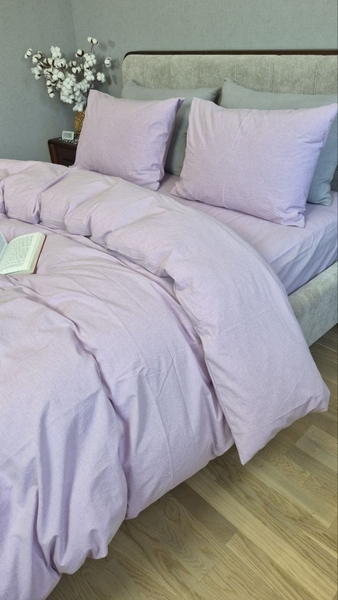 Комплект постільної білизни Lilac, Варена бавовна лавандова W1361 - зображення 5