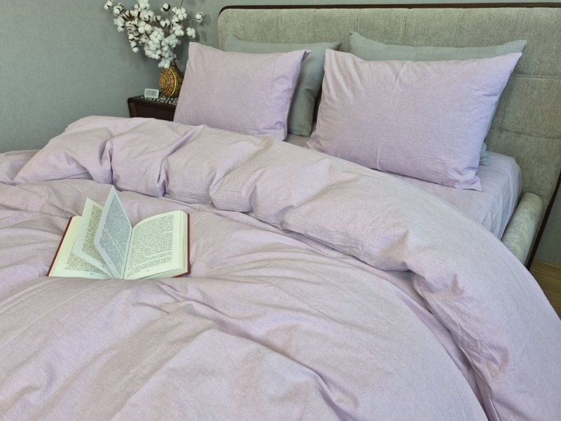 Комплект постільної білизни Lilac, Варена бавовна лавандова W1361 - зображення 7