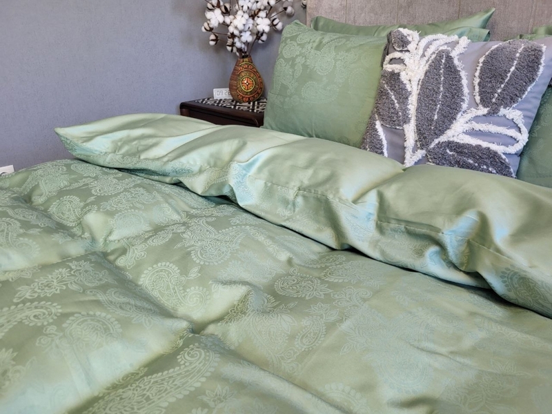 Комплект постельного белья Paisley Green, Сатин Жаккард, ТМ Комфорт-текстиль - изображение 12