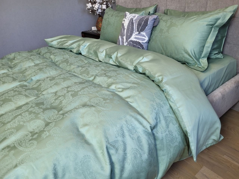 Комплект постельного белья Paisley Green, Сатин Жаккард, ТМ Комфорт-текстиль - изображение 14