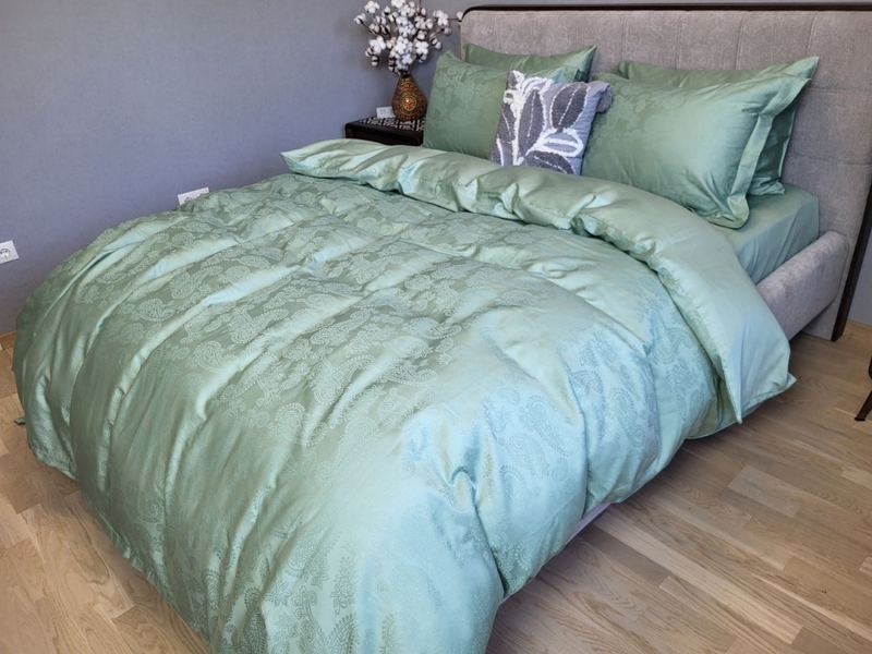 Комплект постельного белья Paisley Green, Сатин Жаккард, ТМ Комфорт-текстиль - изображение 2