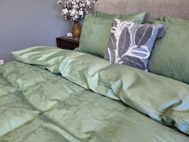Комплект постельного белья Paisley Green, Сатин Жаккард, ТМ Комфорт-текстиль - изображение 5