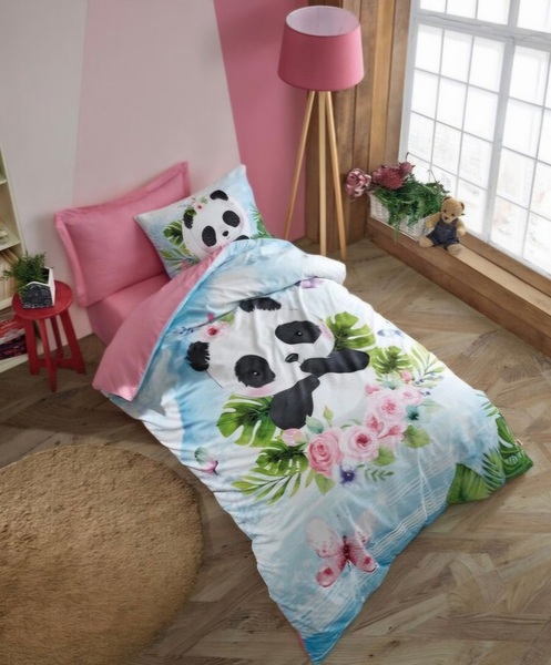 Комплект постільної білизни Panda, Junior Jodi Pembe, полуторний, ранфорс, ТМ Cotton Box - зображення 1