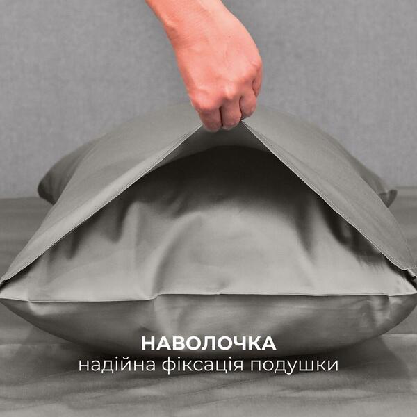 Комплект постельного белья полуторный, пододеяльник 145 x 215 см, премиум сатин, серый/беж, ТМ IDEIA - изображение 17