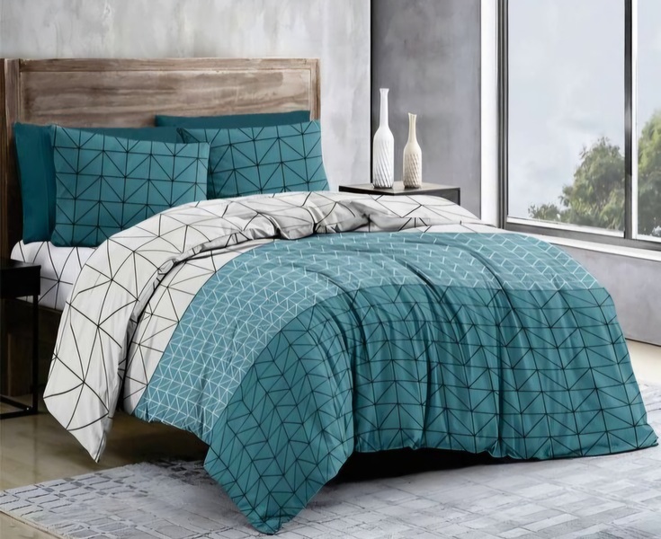 Комплект постельного белья Pretty Turquoise Abstraction 795, евро, ранфорс, 100 хлопок - изображение 1