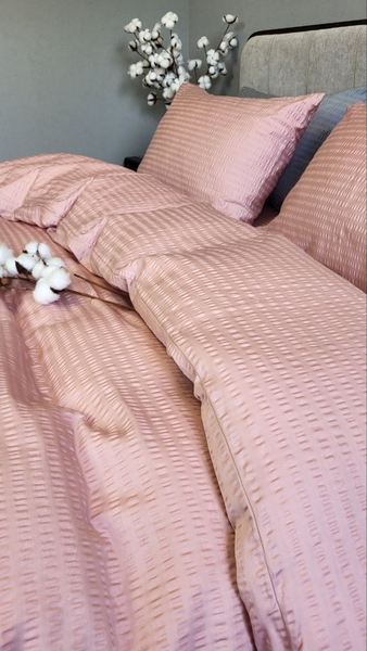 Комплект постільної білизни Satin GOFRE Жатка, пудра - зображення 10