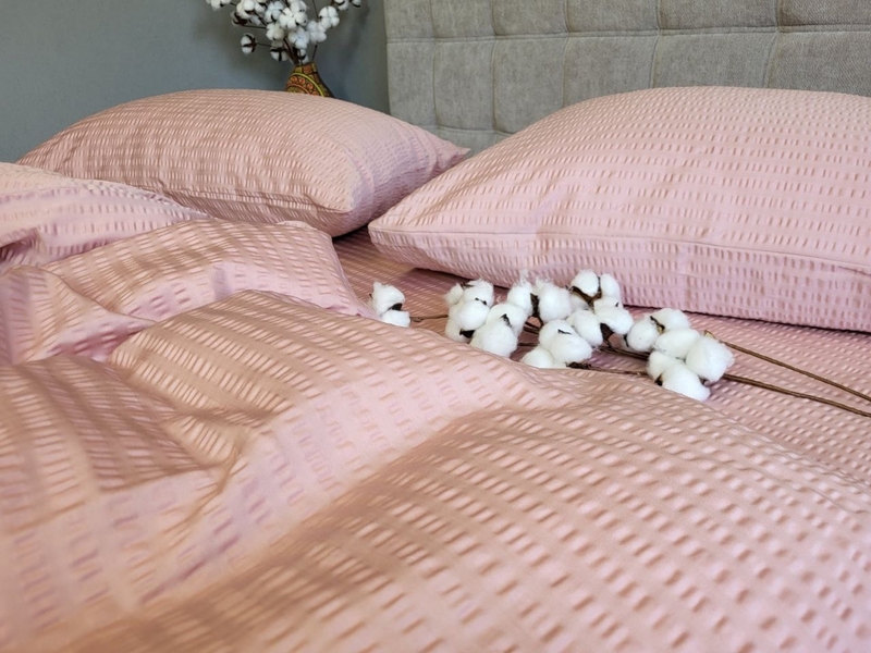 Комплект постільної білизни Satin GOFRE Жатка, пудра - зображення 5